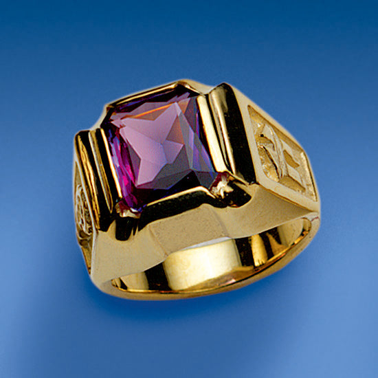 Bishop's Ring | Synthetic Amethyst | Gold Plated Sterling