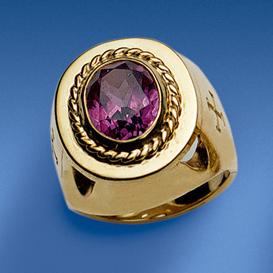 Bishop's Ring | Synthetic Amethyst | Gold Plated Sterling