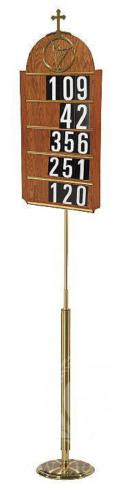 Hymn Board | Cross & Harp | Oak & Brass