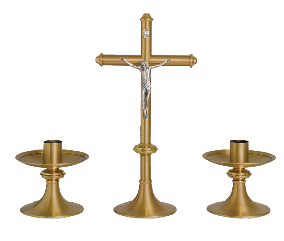 Altar Crucifix and Candlesticks, Satin Bronze