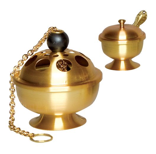 Censer and Boat with Spoon (Brass with Perforations)