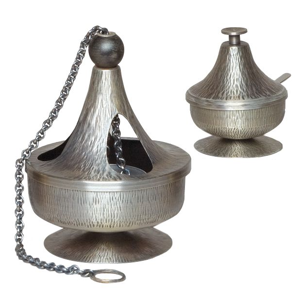 Censer and Boat with Spoon (Antique Silver Finish)