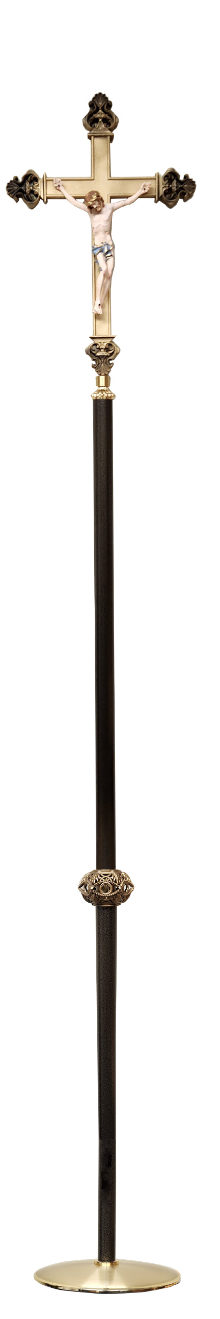 Processional Crucifix & Base, 87", Brass