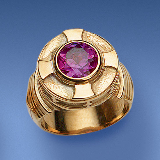 Bishop's Ring | Synthetic Amethyst | Gold Plated Sterling