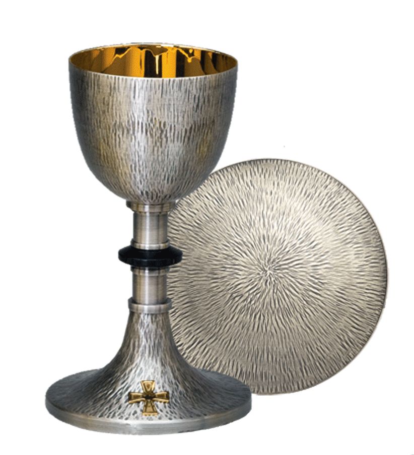 Chalice And Paten | Straight Hammered Oxidized Finish