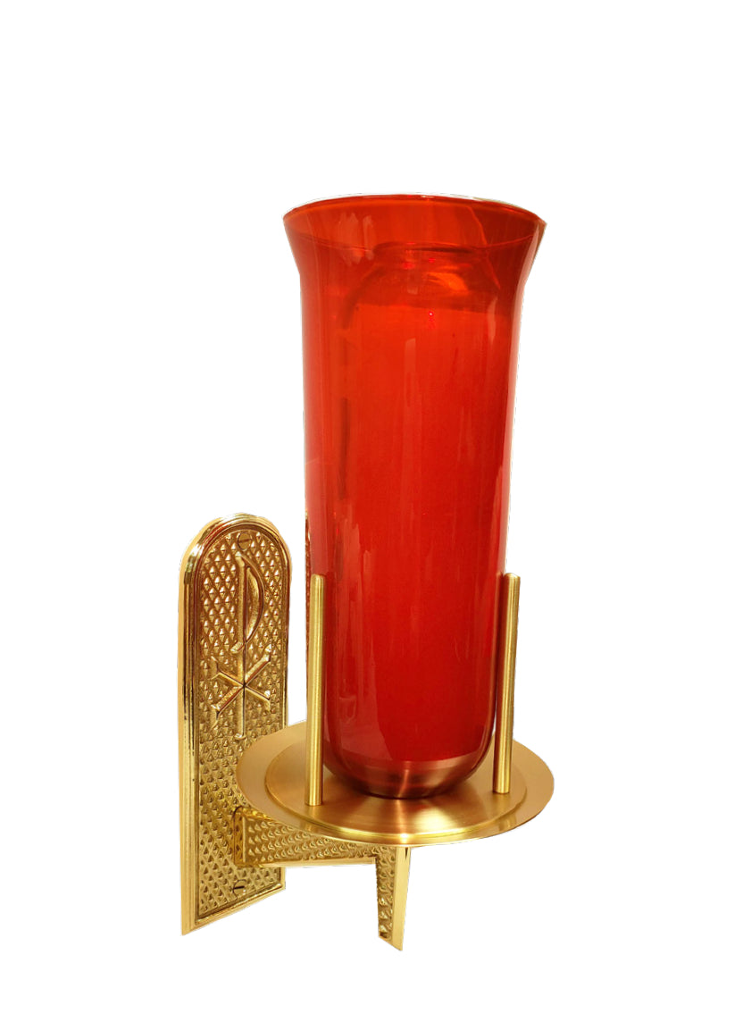 Wall Mounted Sanctuary Lamp Holder, Chi-Rho