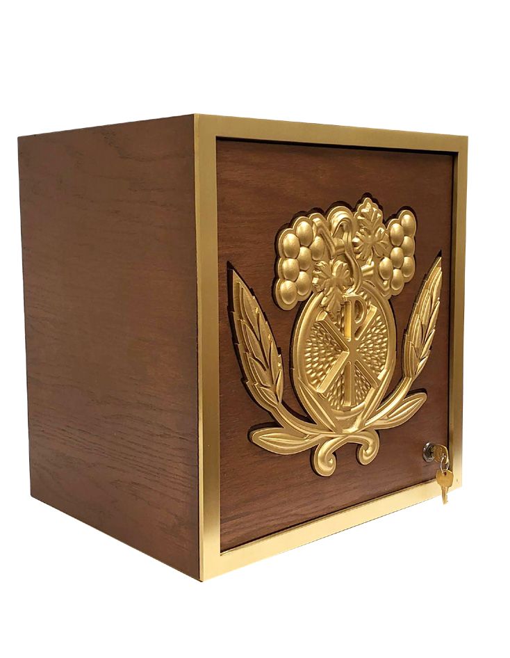 Chi Rho & Grapes Tabernacle | Wood & Brass