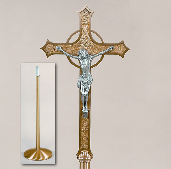 Bronze Floor Processional Crucifix: 4445 Style - 87" Ht