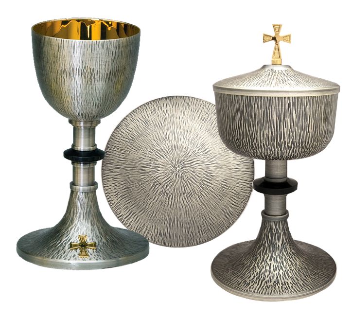 Chalice And Paten | Straight Hammered Oxidized Finish
