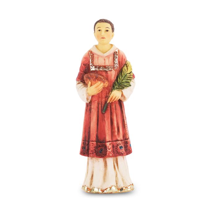4" Cold Cast Resin Hand Painted Statue of Saint Stephen in a Deluxe Window Box
