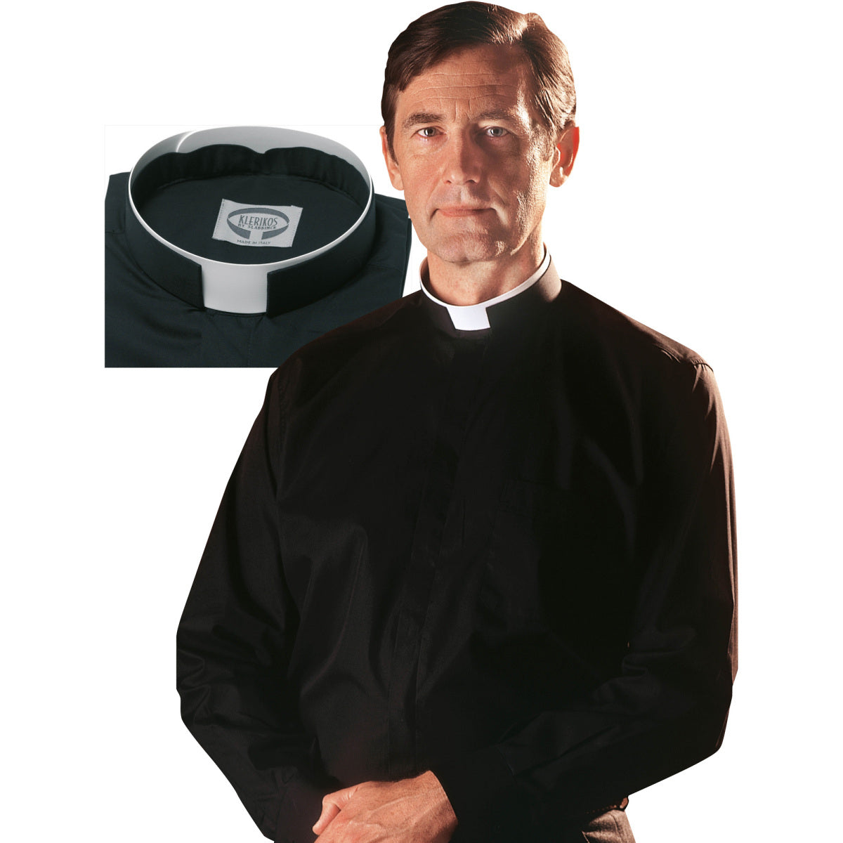 Slabbinck Romano Black Long-Sleeve Clergy Shirt