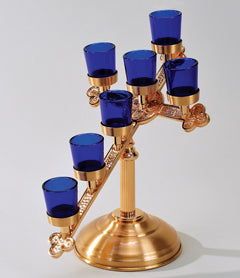 Combination Finish Bronze Cross Shaped Votive Candle Light Stand: 557 Style - 15 Hr Cups