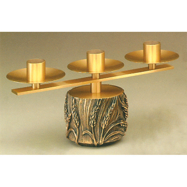 Candélabre d'autel en bronze finition satinée 3, 5, 7 lumières : Style 5757 - Douille 1 1/2"
