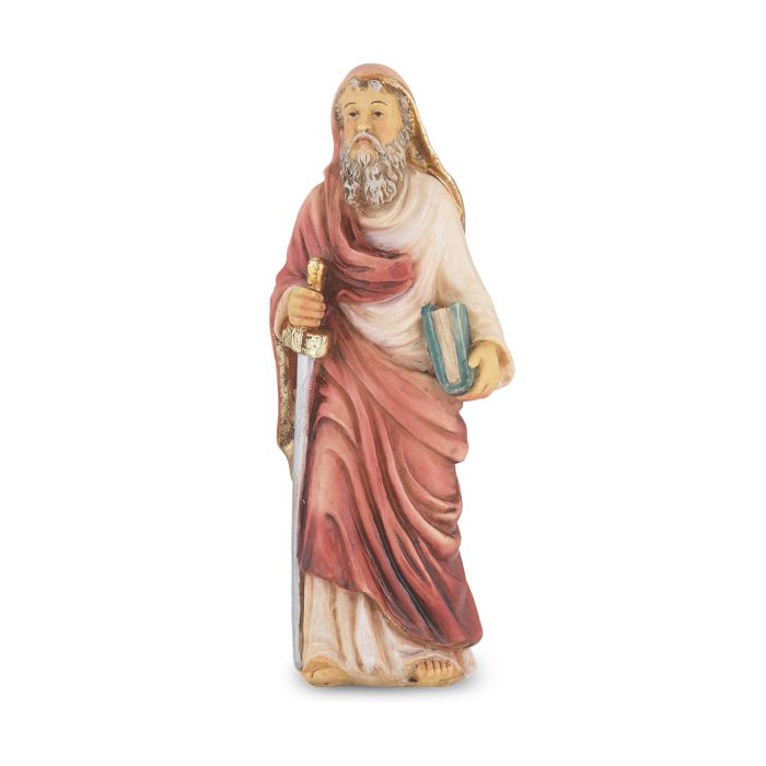 4" Cold Cast Resin Hand Painted Statue of Saint Paul in a Deluxe Window Box