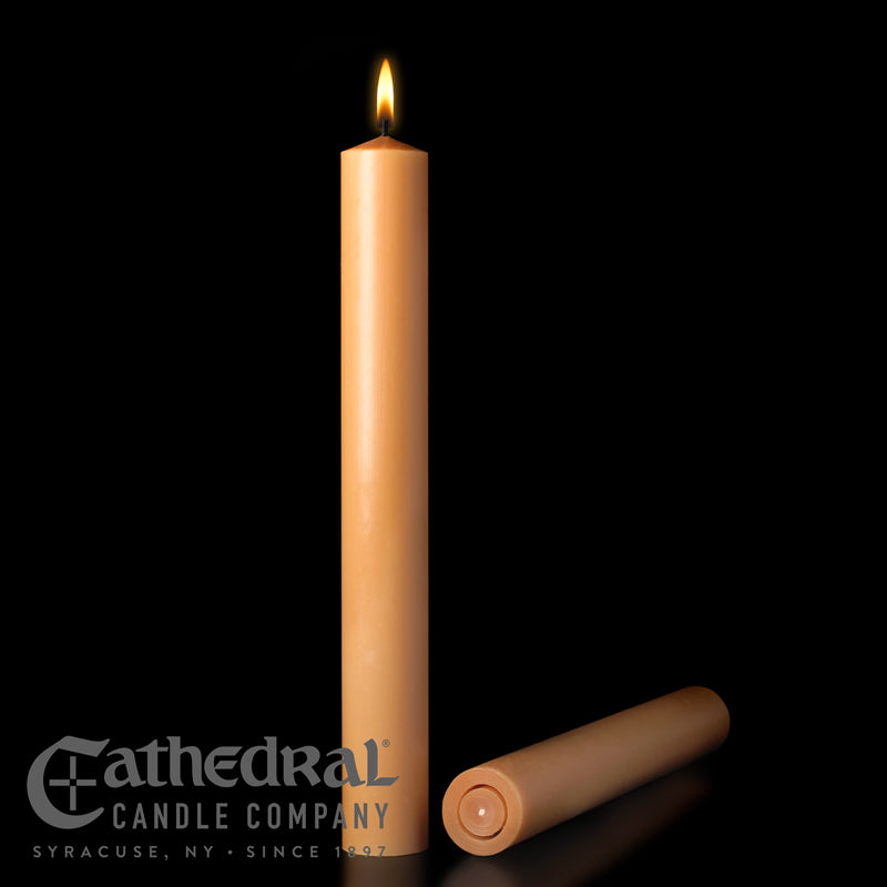 51% Beeswax Unbleached Altar Candles (2-1/2" x 12" APE) - 12/box