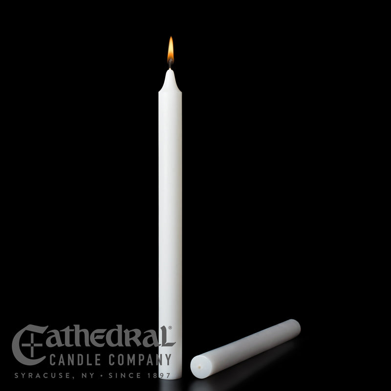 Stearine White Molded Candles, Short 1 (1-1/4" x 22-1/2") - 6/box