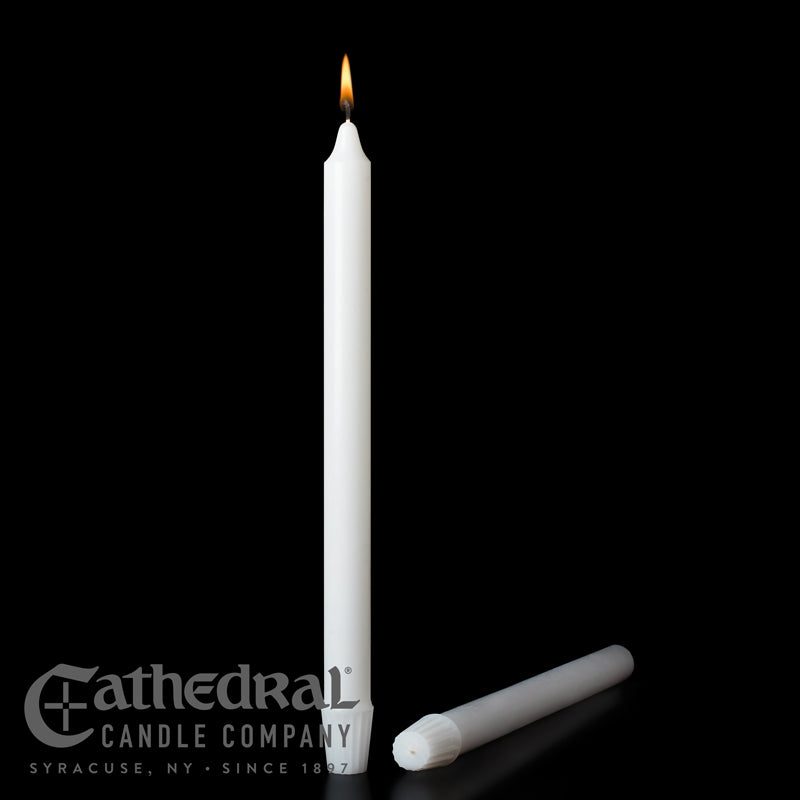 Stearine White Molded Candles, Short 1 (1-1/4" x 22-1/2") - 6/box