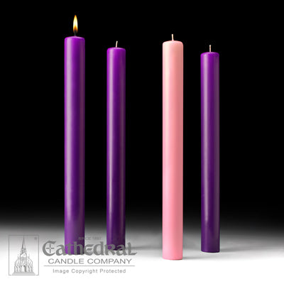 Church Advent Candle Set, 51% Beeswax (3" x 18" SHE) - 3 Purple, 1 Rose