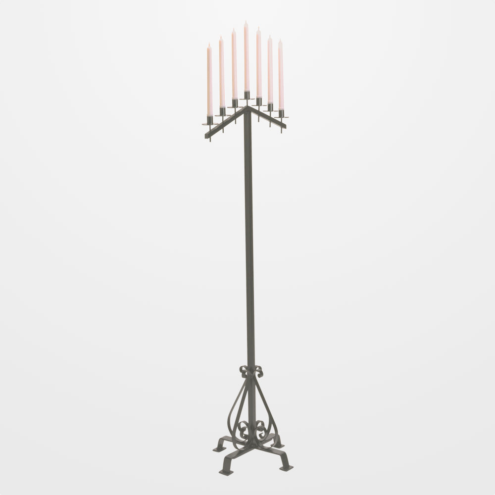 Wrought Iron Standing Candelabra, 57"