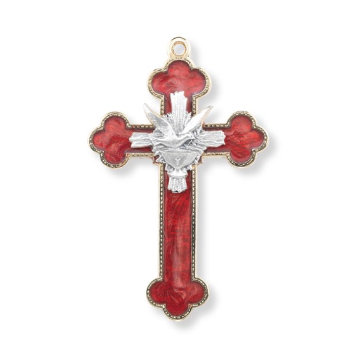 3 1/2" Red Epoxied Cross with Holy Spirit and a Chalice