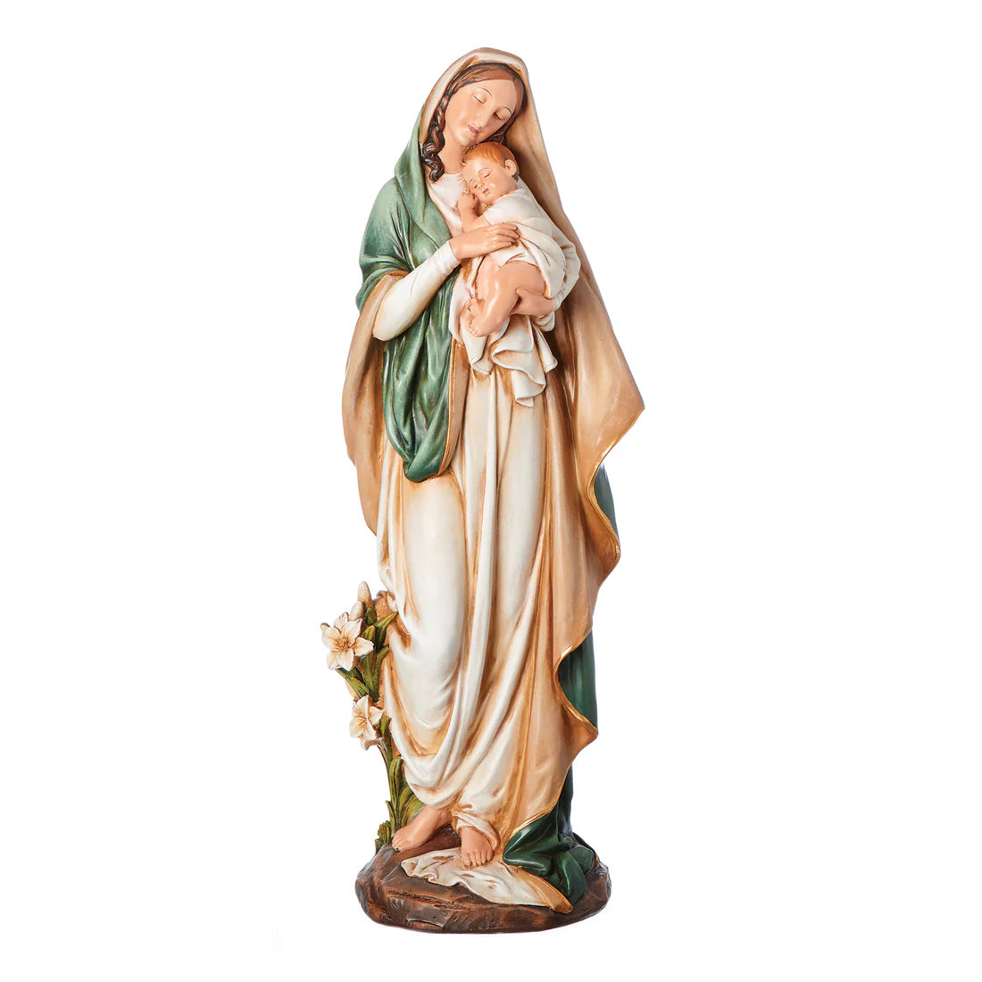 Madonna & Child Figure with Lily Accents (16.25") - Renaissance Collection