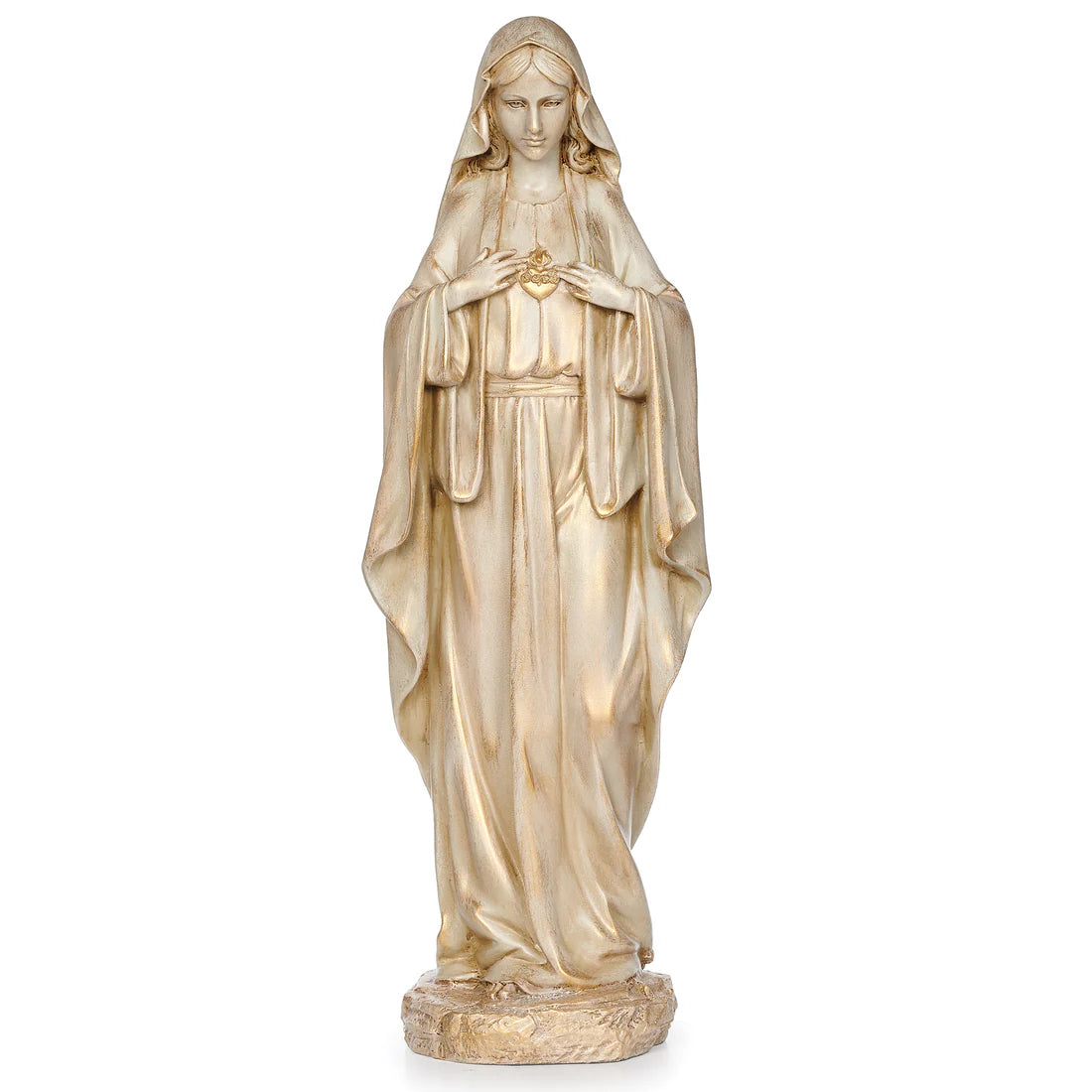 Joseph's Studio Immaculate Heart Figure with Antique Gold Finish (13.75") - Renaissance Collection