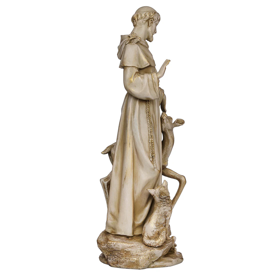 Joseph's Studio St. Francis Figure with Antique Gold Finish (13.5") - Renaissance Collection