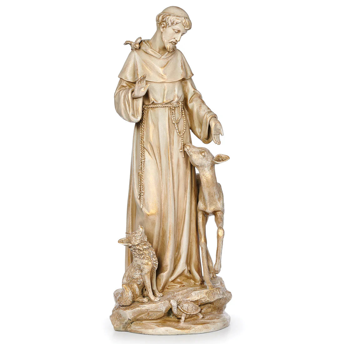 Joseph's Studio St. Francis Figure with Antique Gold Finish (13.5") - Renaissance Collection