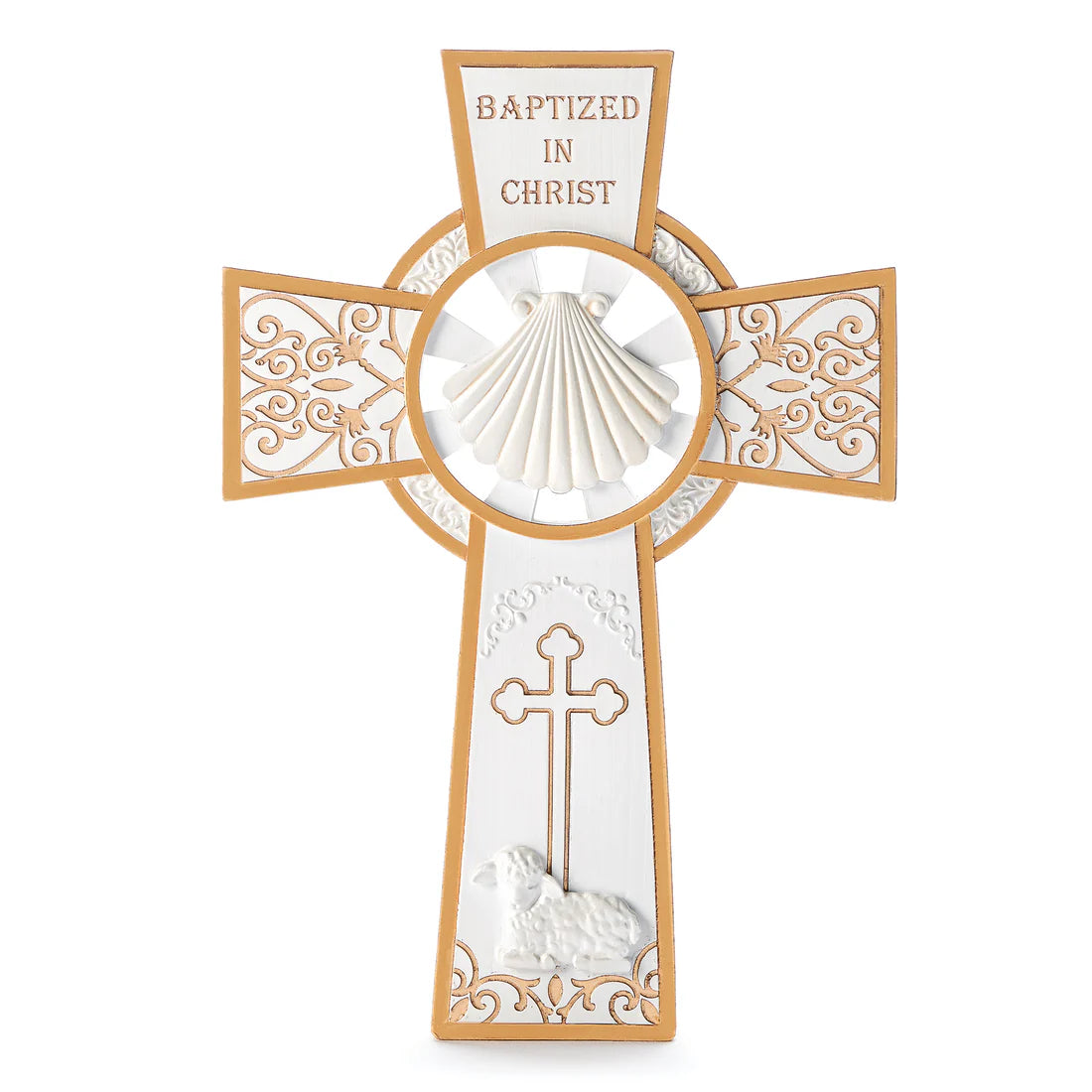 Baptism Cross With Sacraments (8")