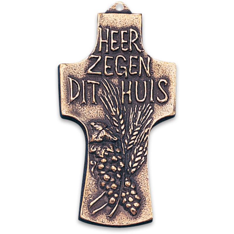 Slabbinck Bronze Cross - God Bless Our Home (4")