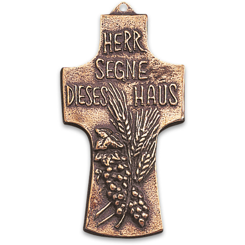 Slabbinck Bronze Cross - God Bless Our Home (4")