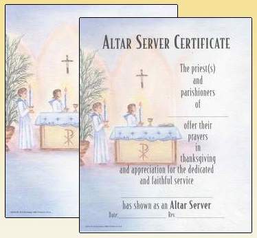 Altar Server Certificate - Oil Painting - 100 Pk