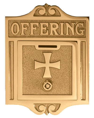 Offering Box | 9” X 6-3/4” | Bronze Face | Flared Crosses