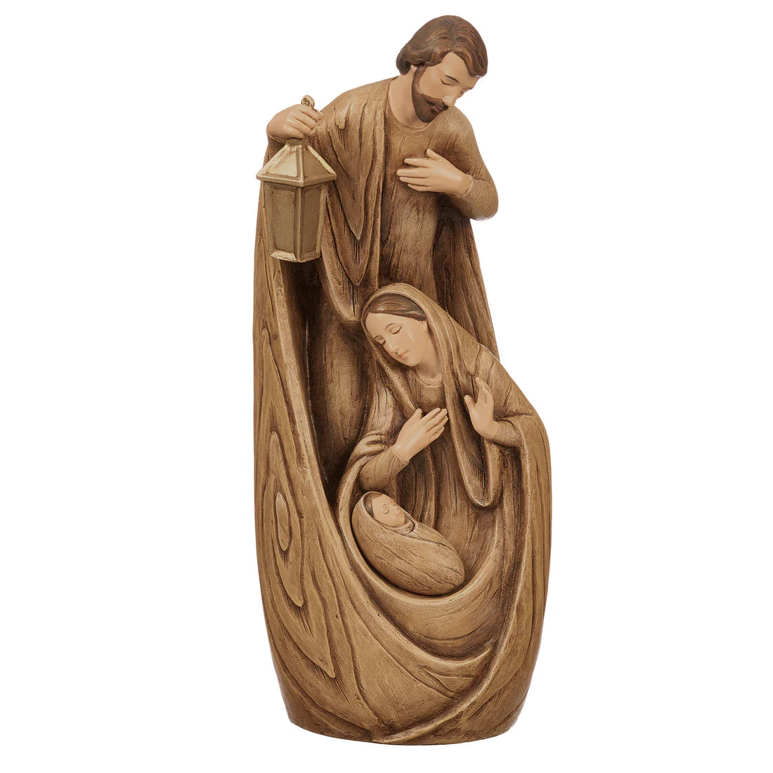 Carved Look Holy Family Figure (12")