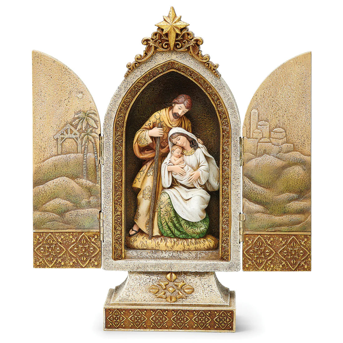 Joseph's Studio Gold Holy Family Triptych Display (12.25")