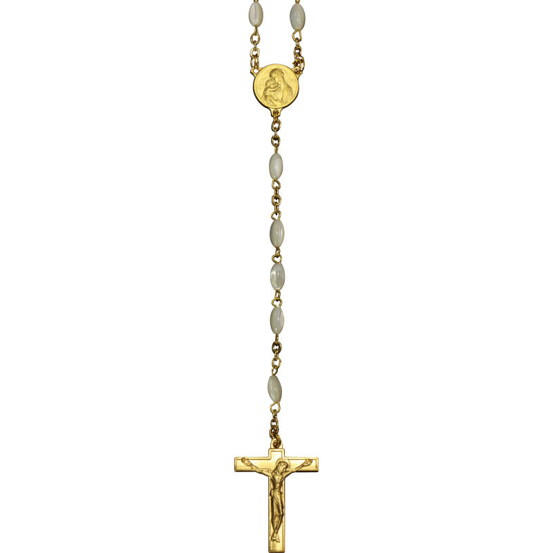 Slabbinck Gold-Plated Oval Mother-of-Pearl Rosary