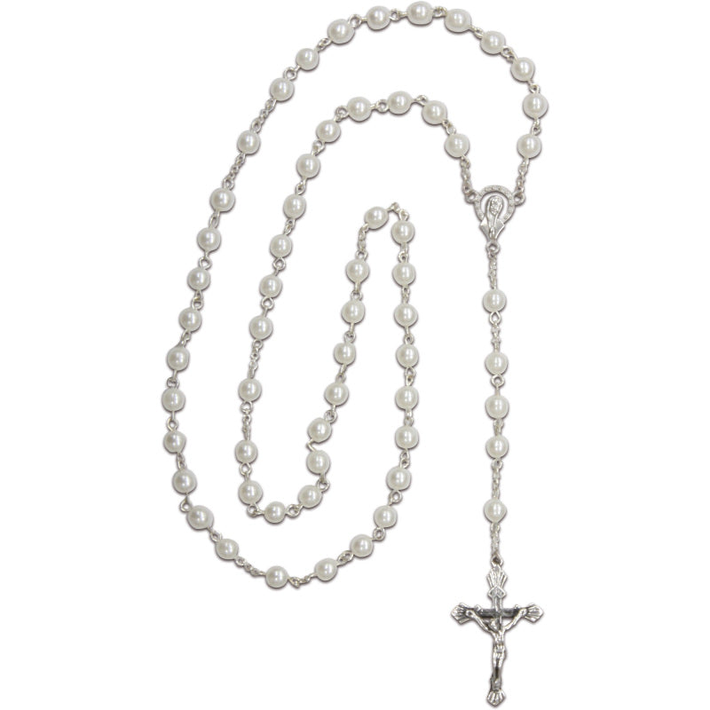Slabbinck White Plastic Bead Rosary