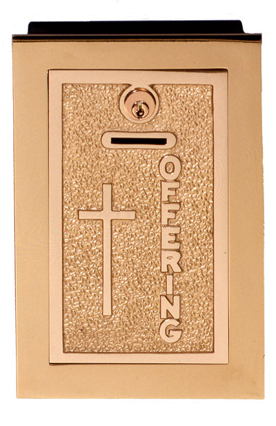 Offering Box | 6-3/4” X 9-3/4” | Bronze Face | Textured With Cross