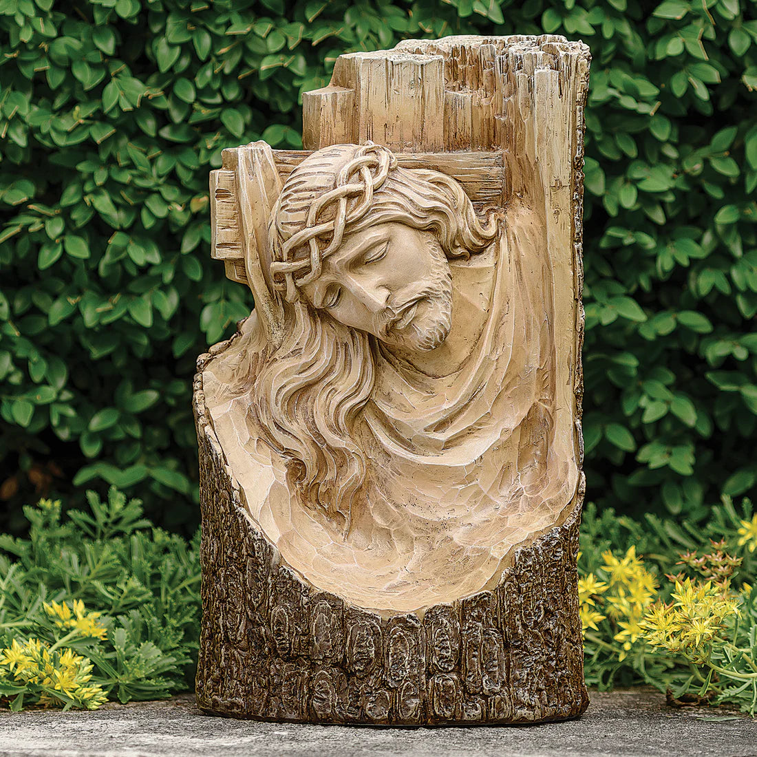 Joseph's Studio Carved-Look Cross with Jesus Garden Statue (12")