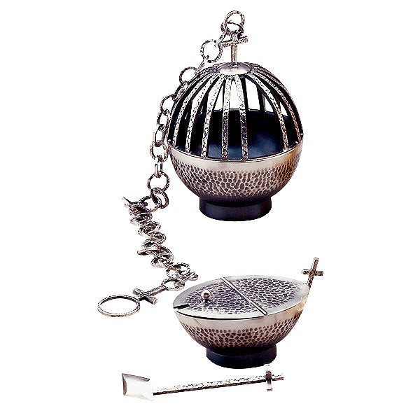 Hammered Finish Censer & Boat w/Spoon