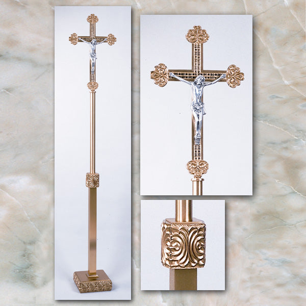Bronze Floor Processional Crucifix: 9725 Style - 86" Ht