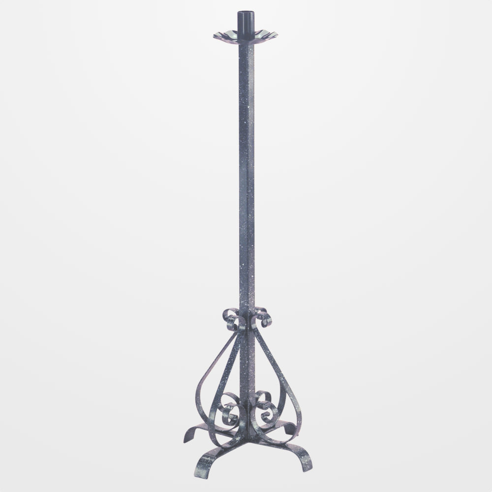Wrought Iron Standing Altar Candlestick, 42" Ht