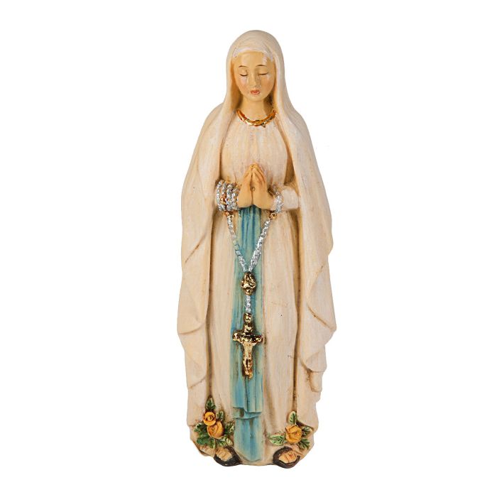 4" Cold Cast Resin Hand Painted Statue of Our Lady of Lourdes in a Deluxe Window Box