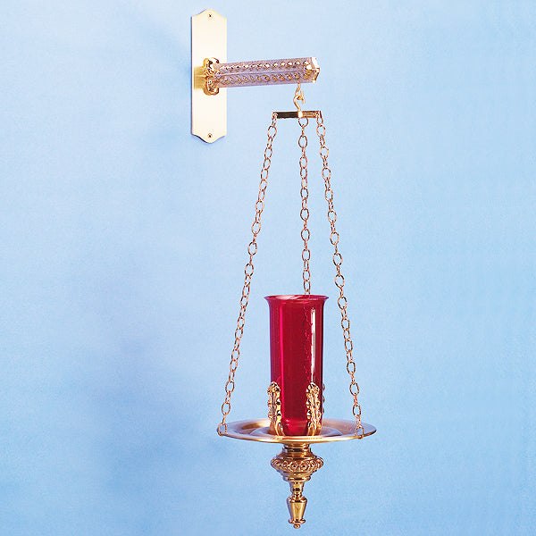 Bronze Hanging Sanctuary Lamp With Bracket: 7020 Style - 32" Ht