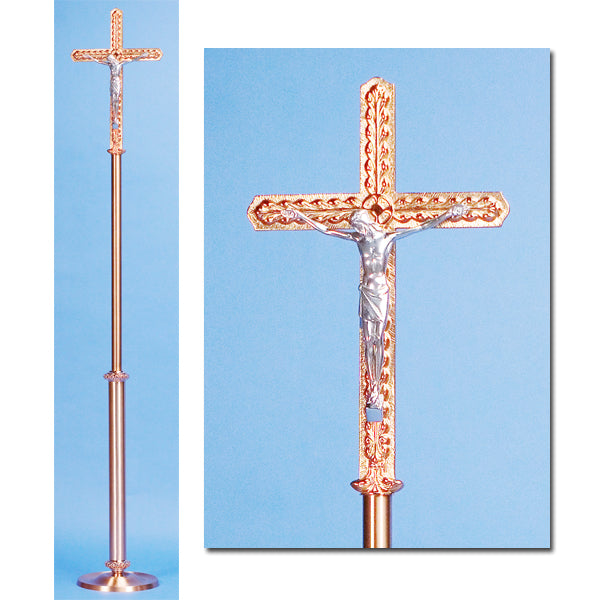 Bronze Floor Processional Crucifix: 7020 Style - 86" Ht