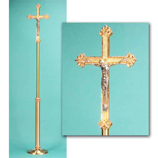 Bronze Floor Processional Crucifix: 7130 Style - 83" Ht