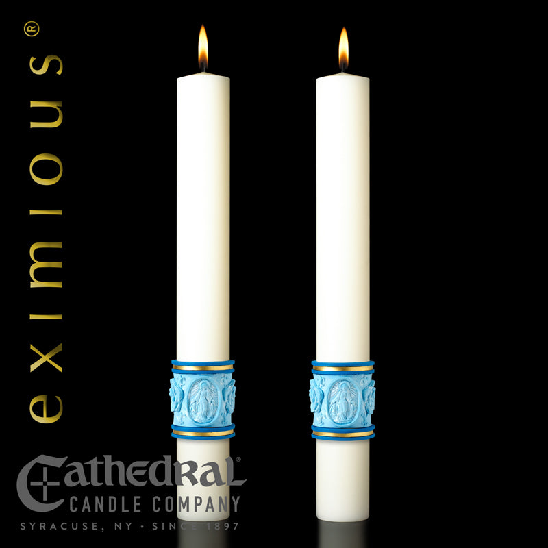 The "Most Holy Rosary" Eximious Altar Side Candle - Pair