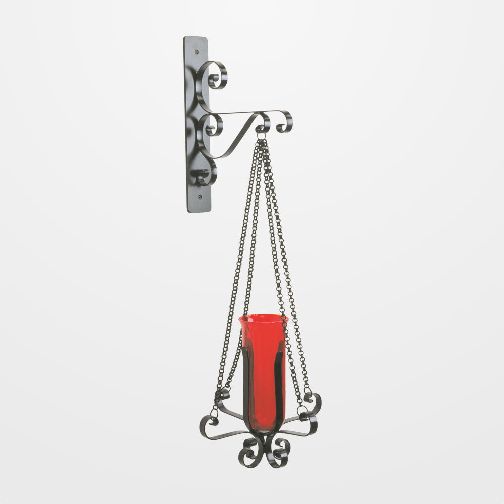 Wrought Iron Hanging Sanctuary Lamp w/Backplate