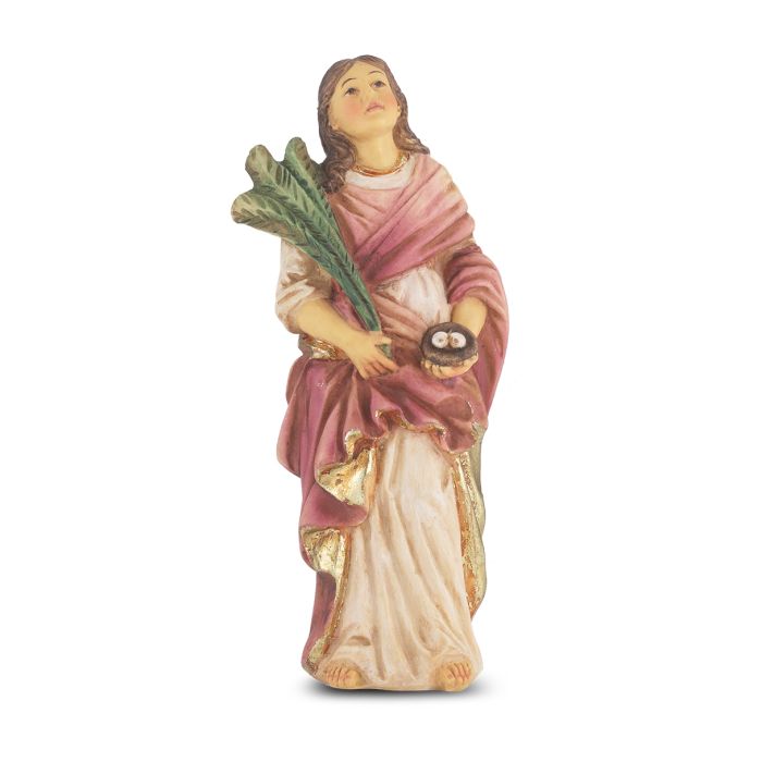 4" Cold Cast Resin Hand Painted Statue of Saint Lucy in a Deluxe Window Box
