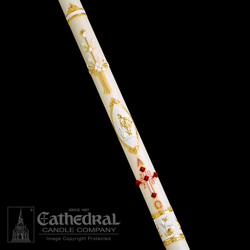 Ornamented Gold Leaf Detailed Paschal Candle